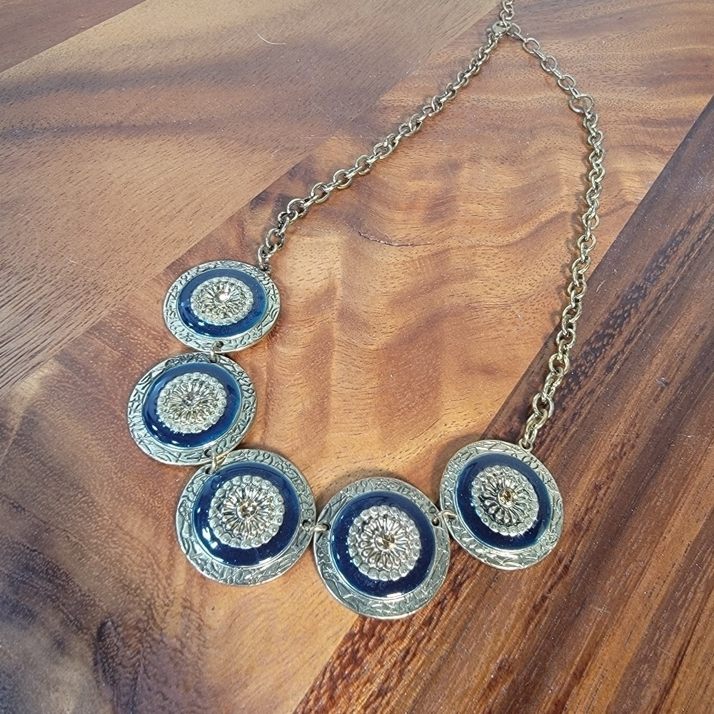 Ruby Rd. Chic Gold and Black Statement Necklace Medallions Chain - Picture 9 of 17